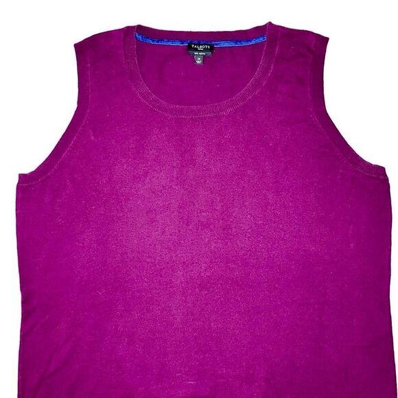 Talbots Crew Neck Pima Cotton Sleeveless Sweater in Magenta Women’s 1X - Picture 2 of 5